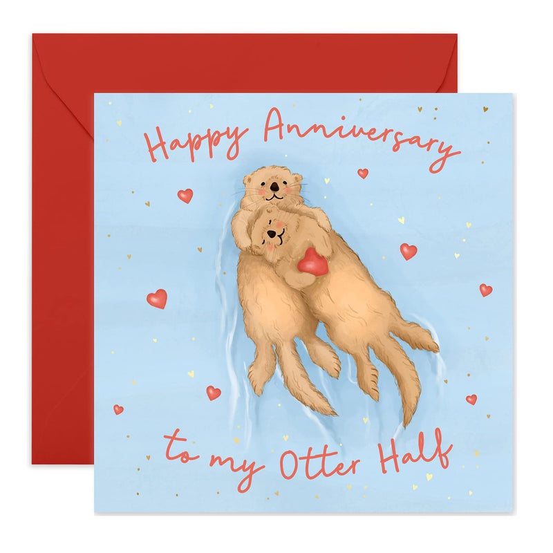 CENTRAL 23 - Cute Anniversary Cards for Women - 'Happy Anniversary To My Otter Half' - Fun Anniversary Card for Him - Greeting Cards for Wife - Gift for Husband - Image 1